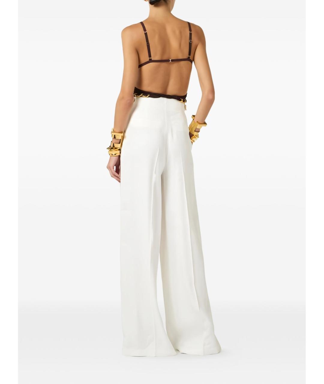 ELISABETTA FRANCHI Белые прямые брюки, фото 5
