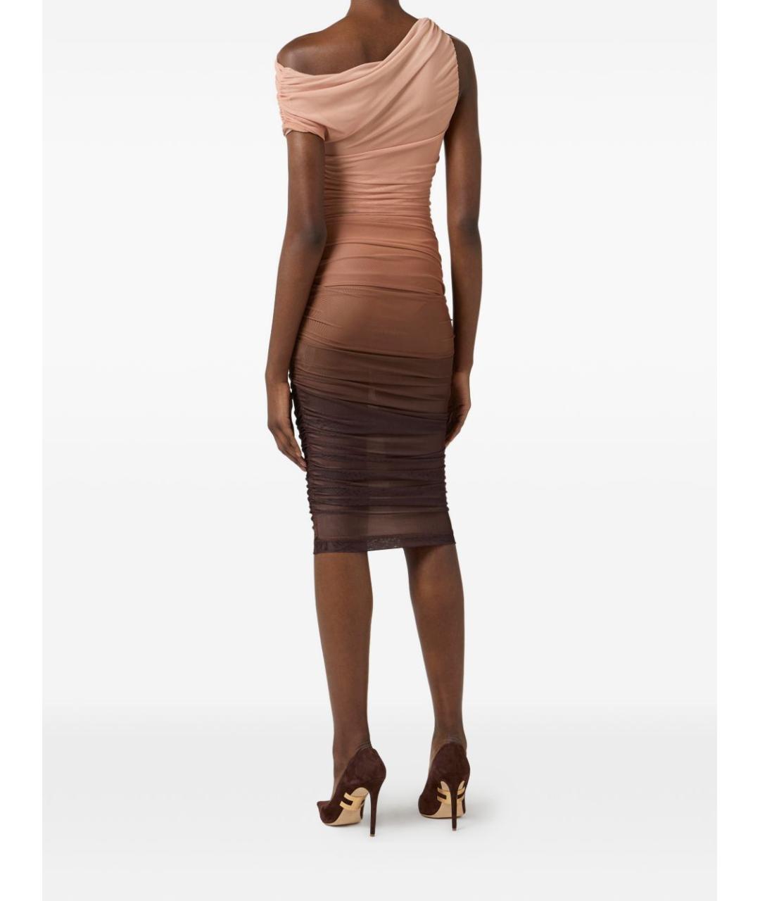 ELISABETTA FRANCHI Коричневое полиэстеровое коктейльное платье, фото 4