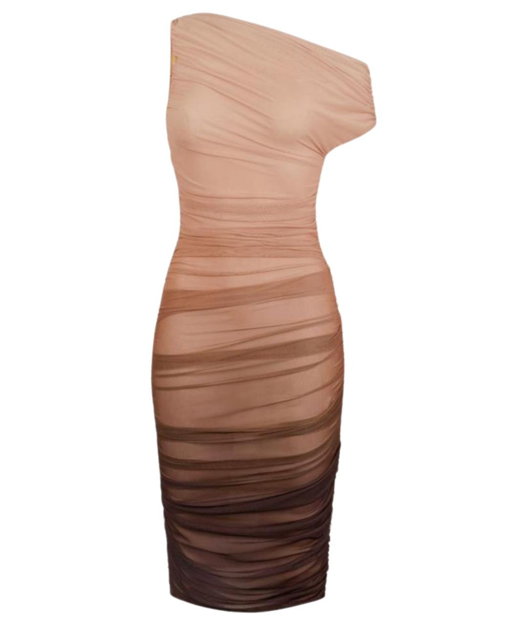 ELISABETTA FRANCHI Коричневое полиэстеровое коктейльное платье, фото 1