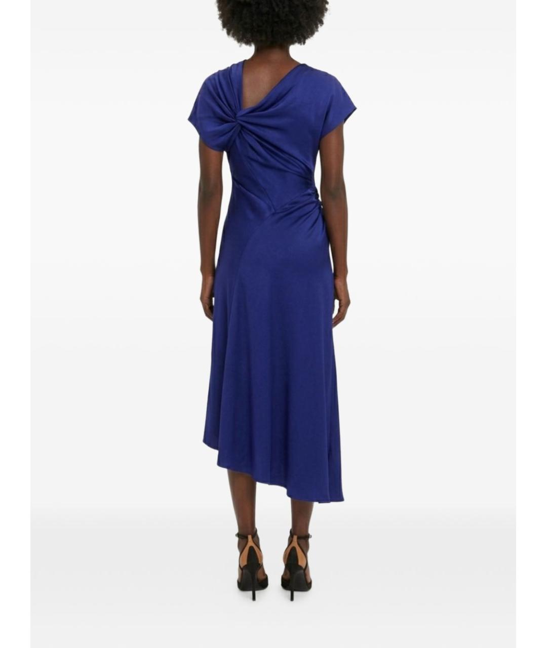 VICTORIA BECKHAM Синее ацетатное коктейльное платье, фото 3