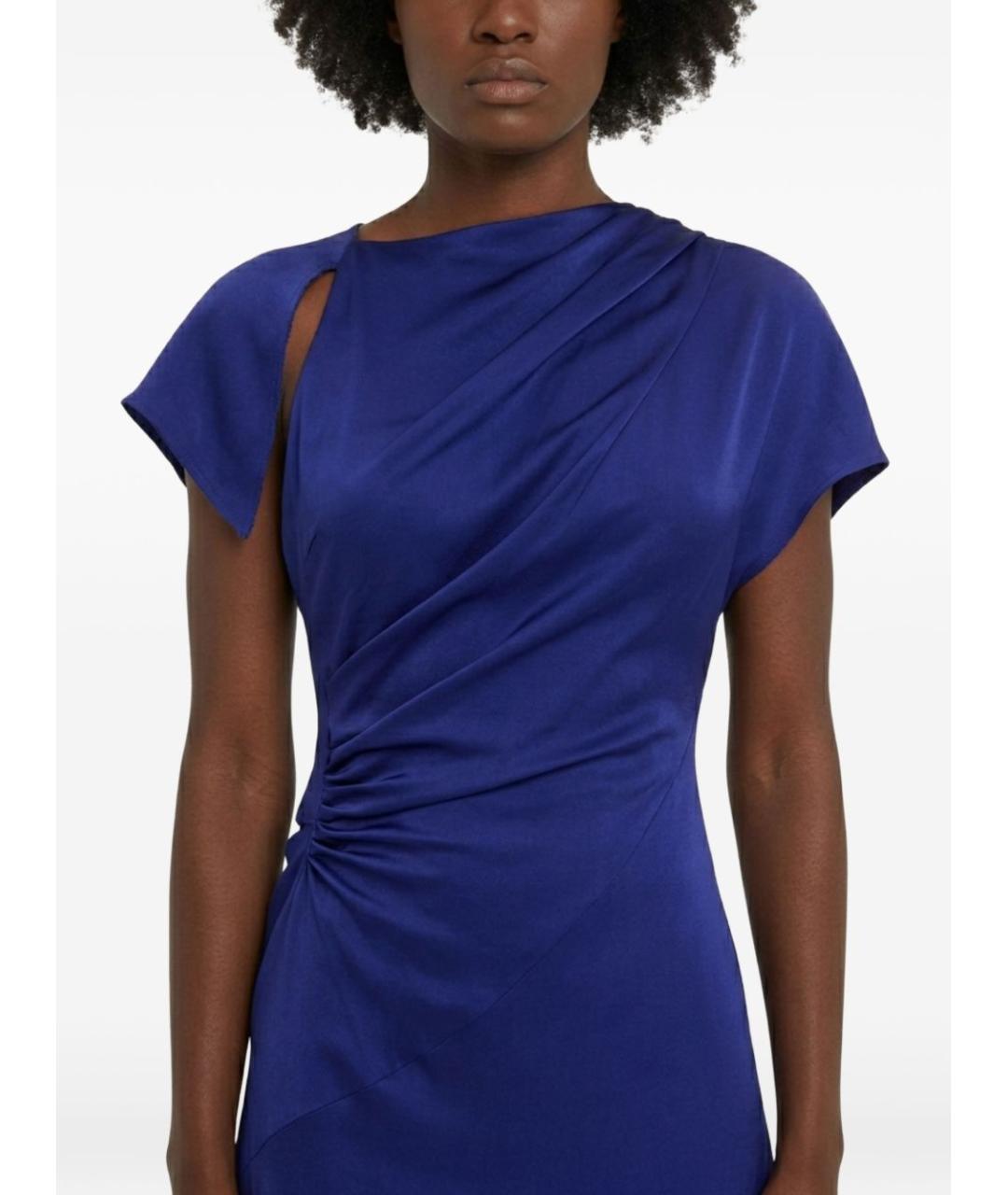 VICTORIA BECKHAM Синее ацетатное коктейльное платье, фото 2