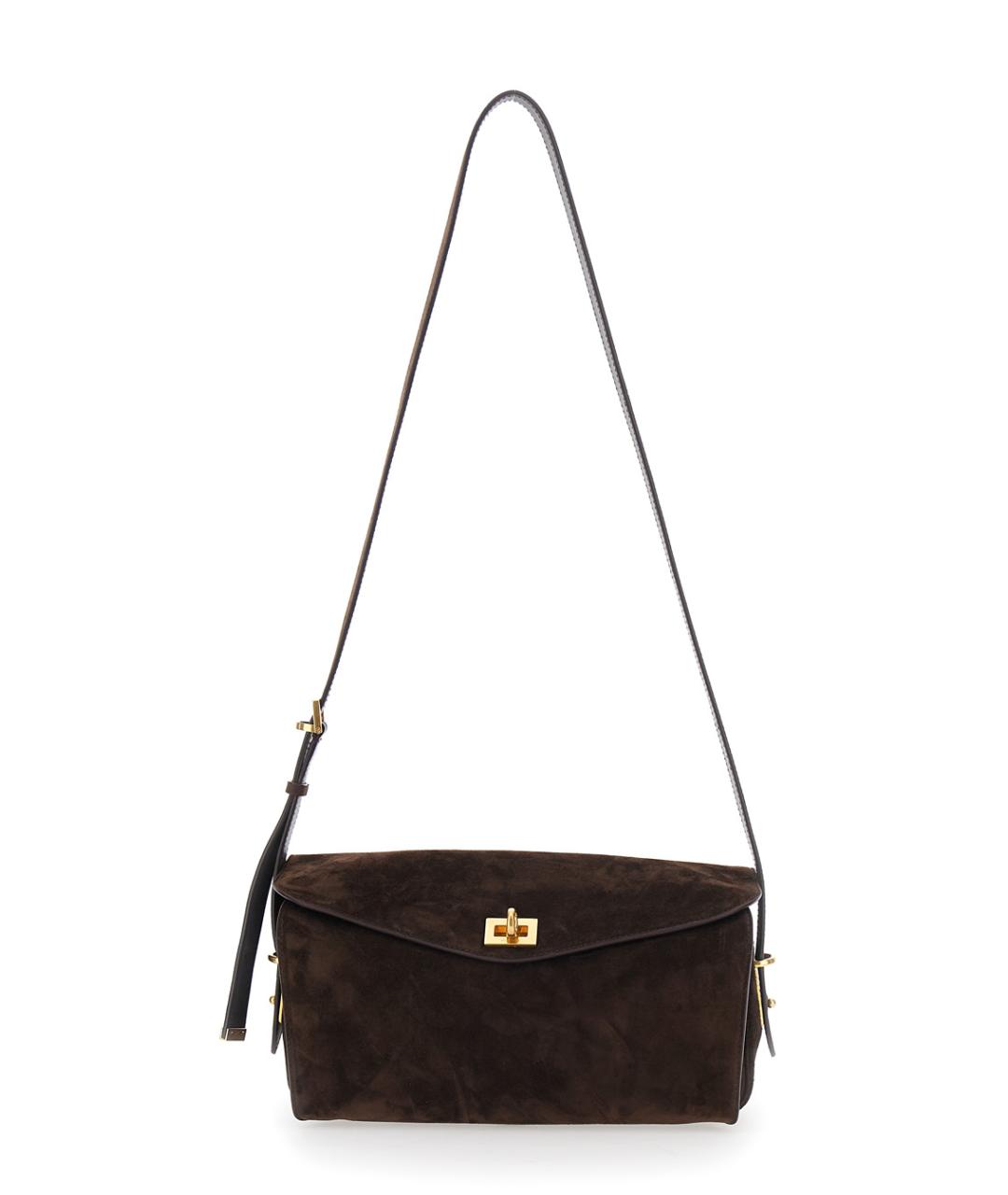 BALENCIAGA Коричневая замшевая сумка через плечо, фото 2