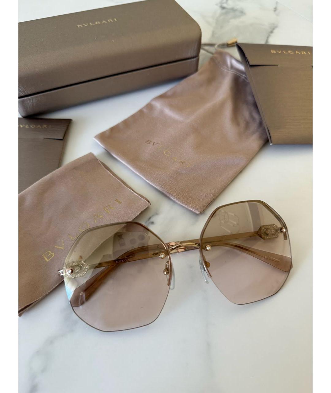 BVLGARI Золотые металлические солнцезащитные очки, фото 6