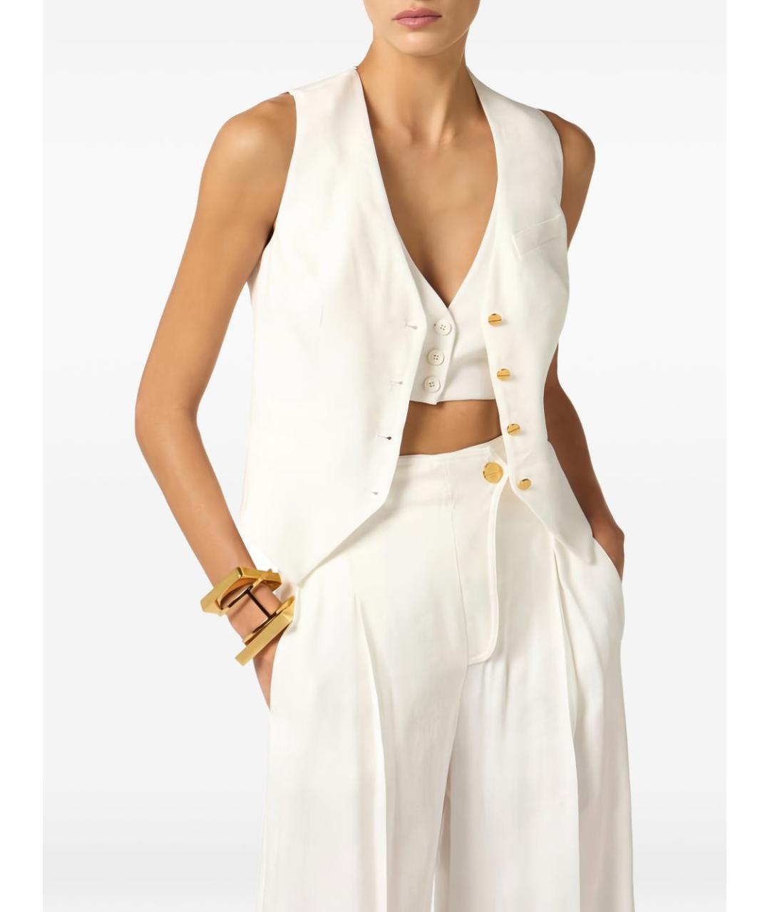 ELISABETTA FRANCHI Белый льняной жилет, фото 5