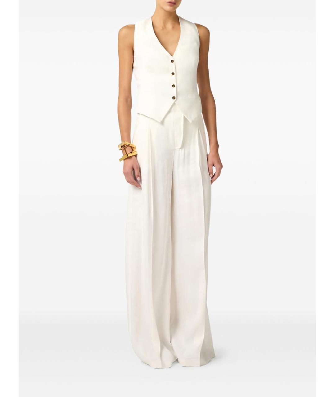 ELISABETTA FRANCHI Белый льняной жилет, фото 3