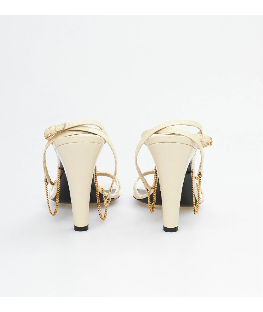 SAINT LAURENT Бежевые кожаные босоножки, фото 4