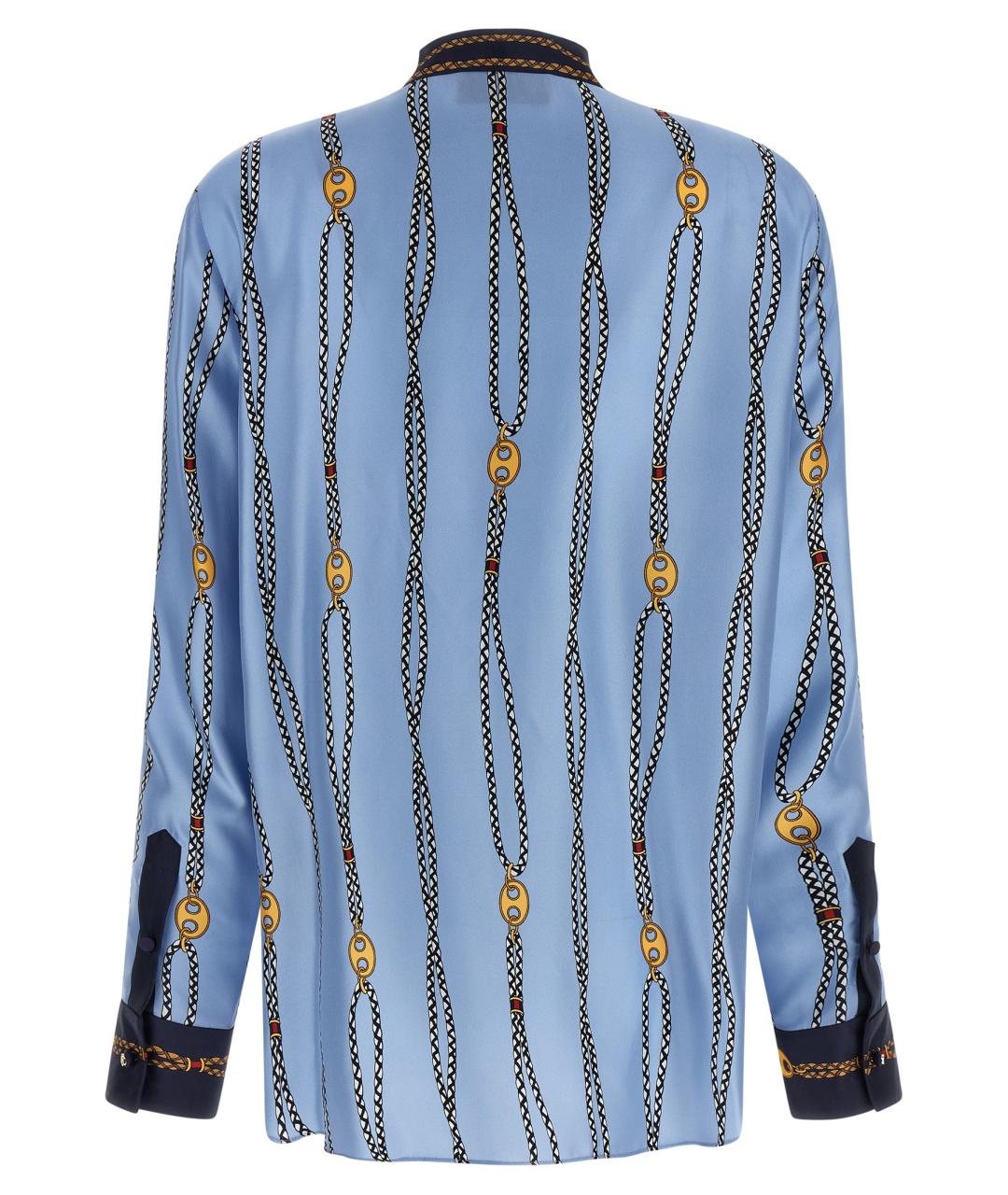 GUCCI Голубая шелковая блузы, фото 2
