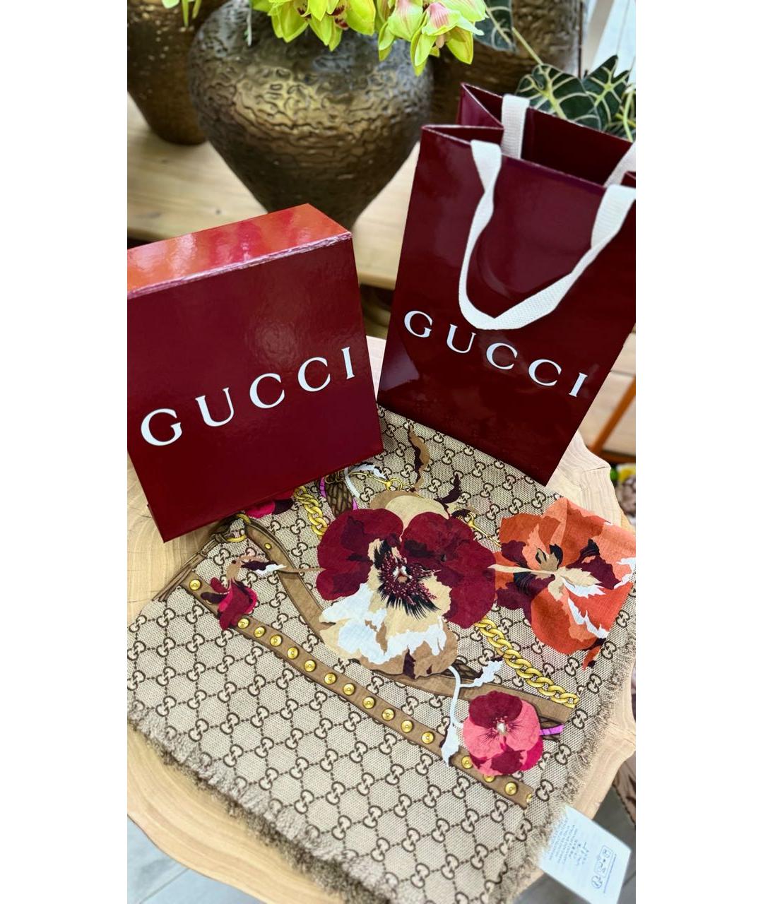 GUCCI Бежевый кашемировый платок, фото 2