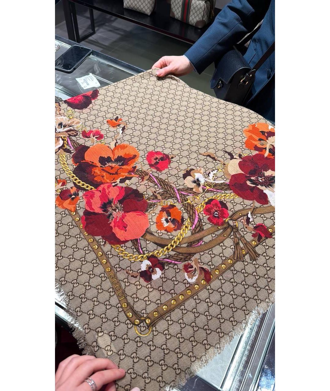 GUCCI Бежевый кашемировый платок, фото 3