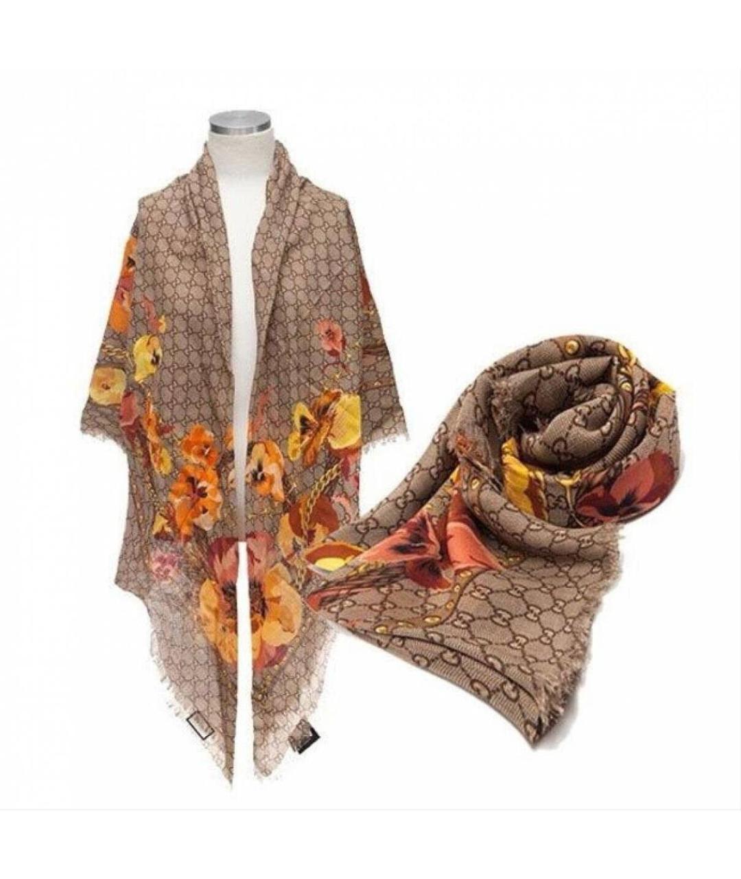 GUCCI Бежевый кашемировый платок, фото 6