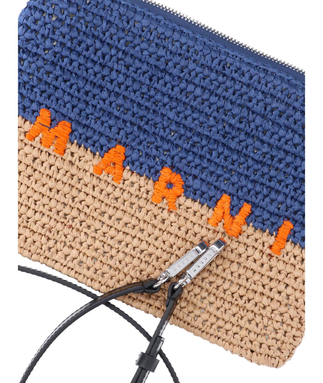 MARNI Синяя пелетеная барсетка, фото 4