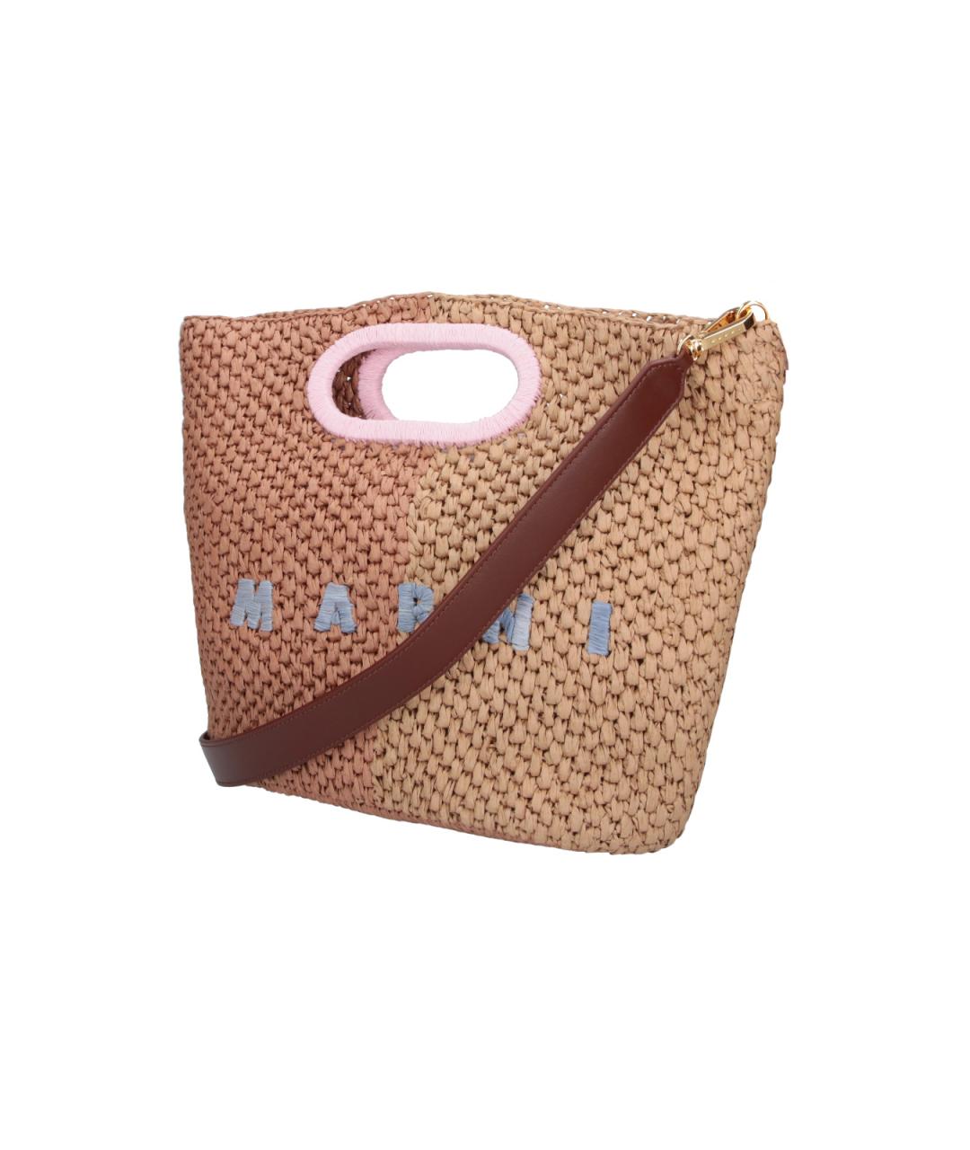 MARNI Бежевая пелетеная сумка с короткими ручками, фото 2