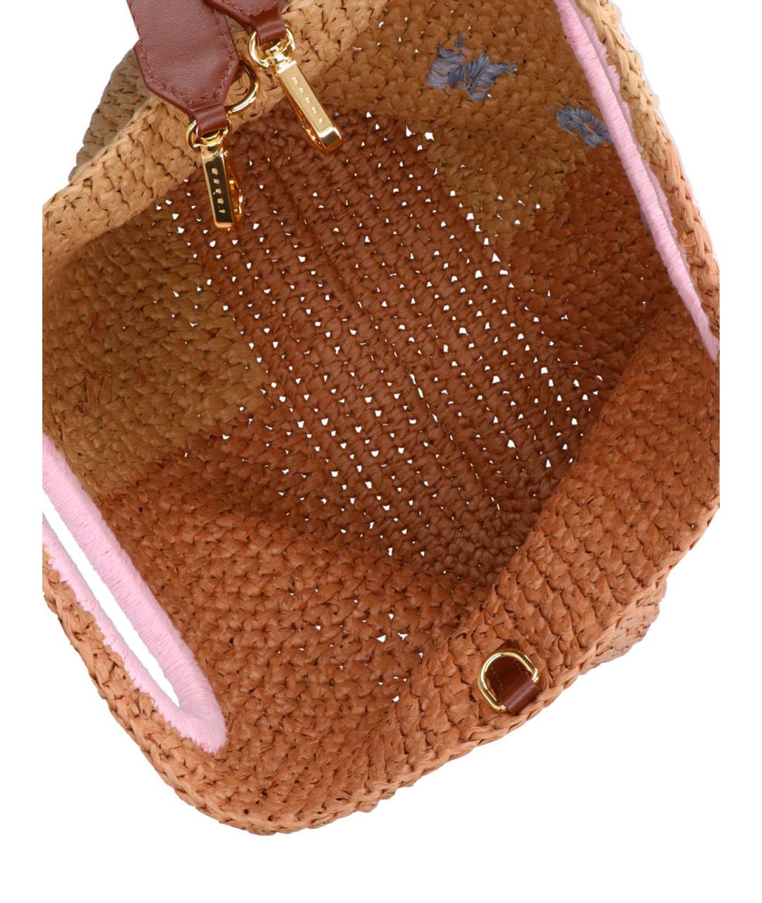 MARNI Бежевая пелетеная сумка с короткими ручками, фото 4