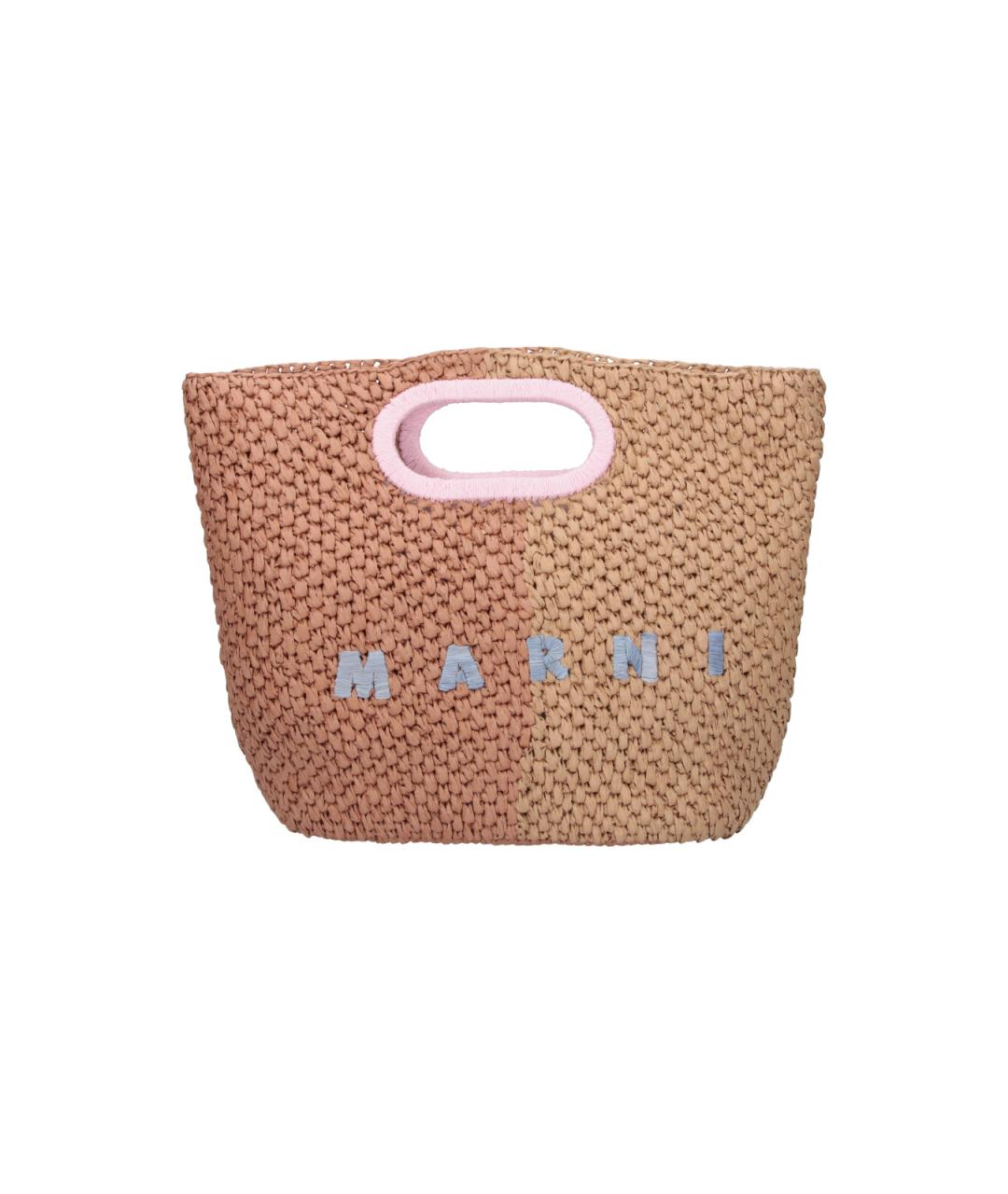 MARNI Бежевая пелетеная сумка с короткими ручками, фото 1