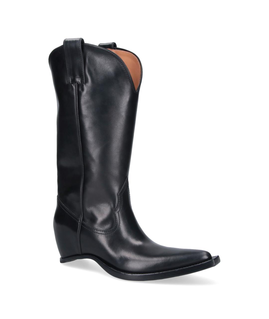 MAISON MARGIELA Черные кожаные сапоги, фото 2