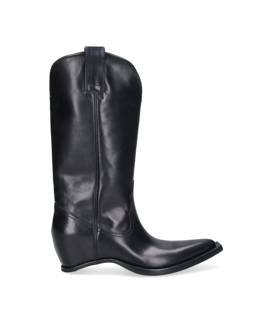 MAISON MARGIELA Черные кожаные сапоги, фото 1