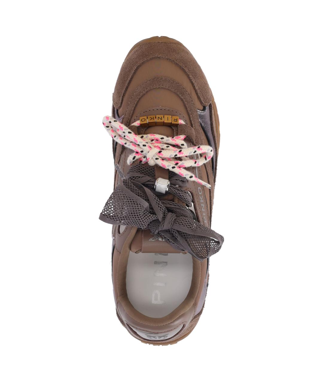 PINKO Коричневые кожаные кроссовки, фото 5