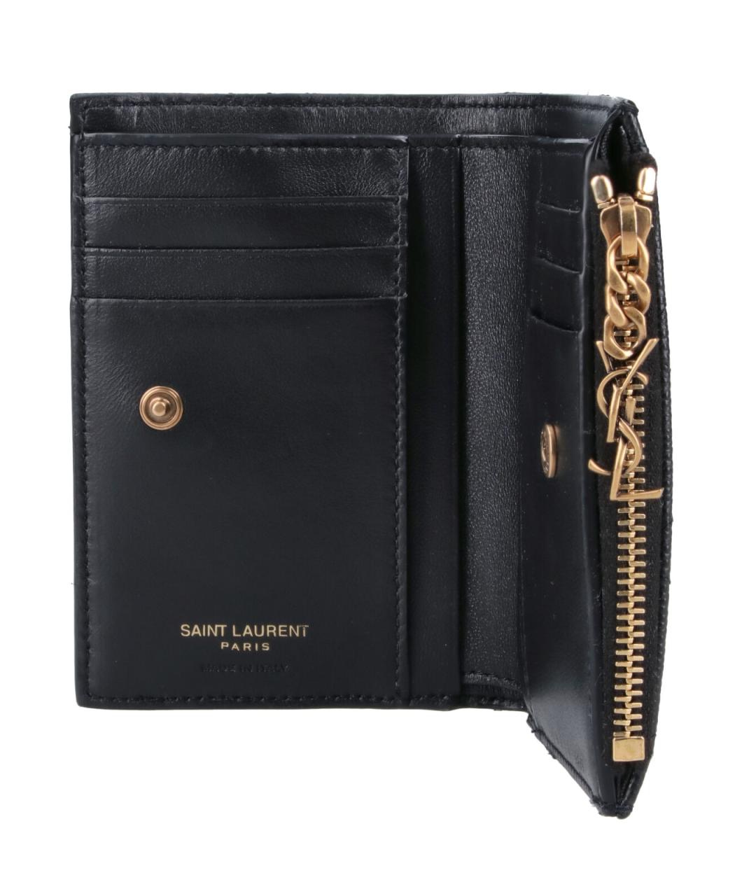 SAINT LAURENT Черный кожаный кошелек, фото 4