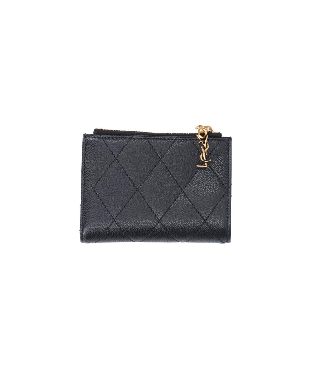 SAINT LAURENT Черный кожаный кошелек, фото 2