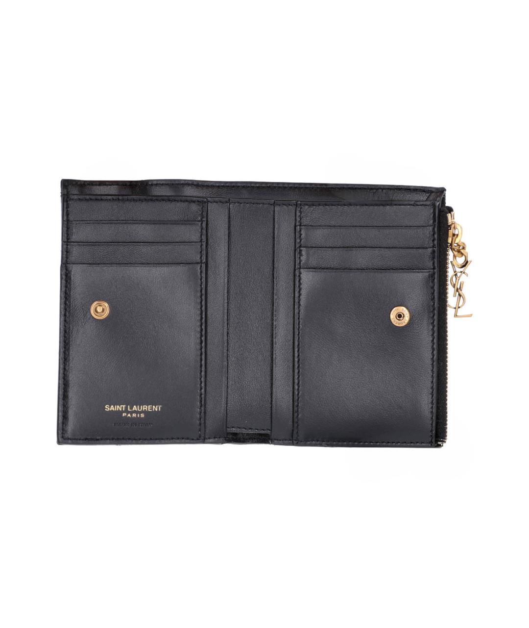 SAINT LAURENT Черный кожаный кошелек, фото 3