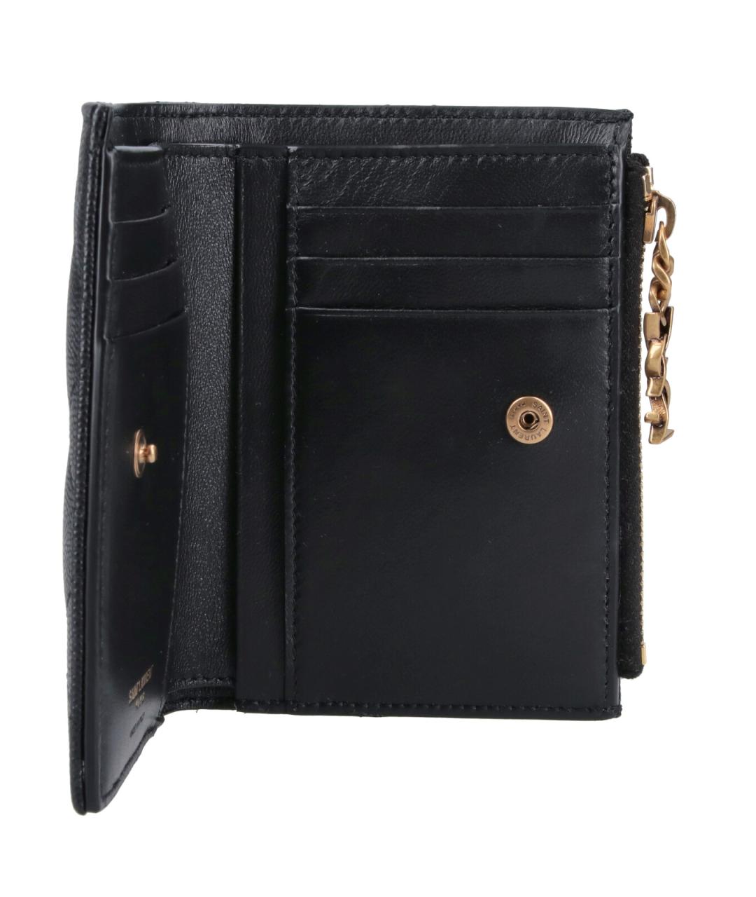 SAINT LAURENT Черный кожаный кошелек, фото 5