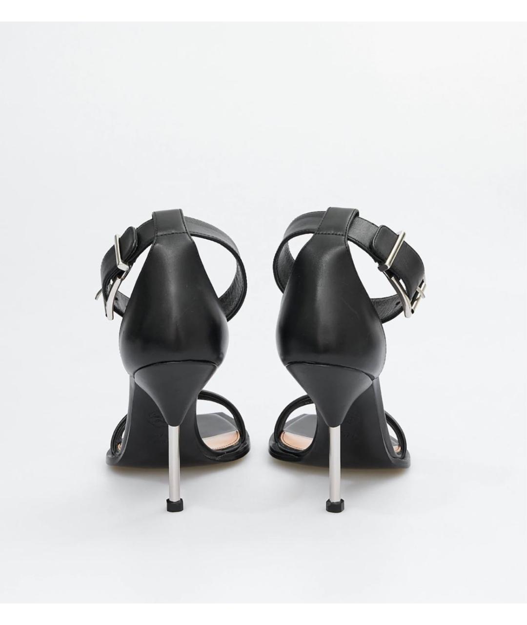 ALEXANDER MCQUEEN Черные кожаные босоножки, фото 4