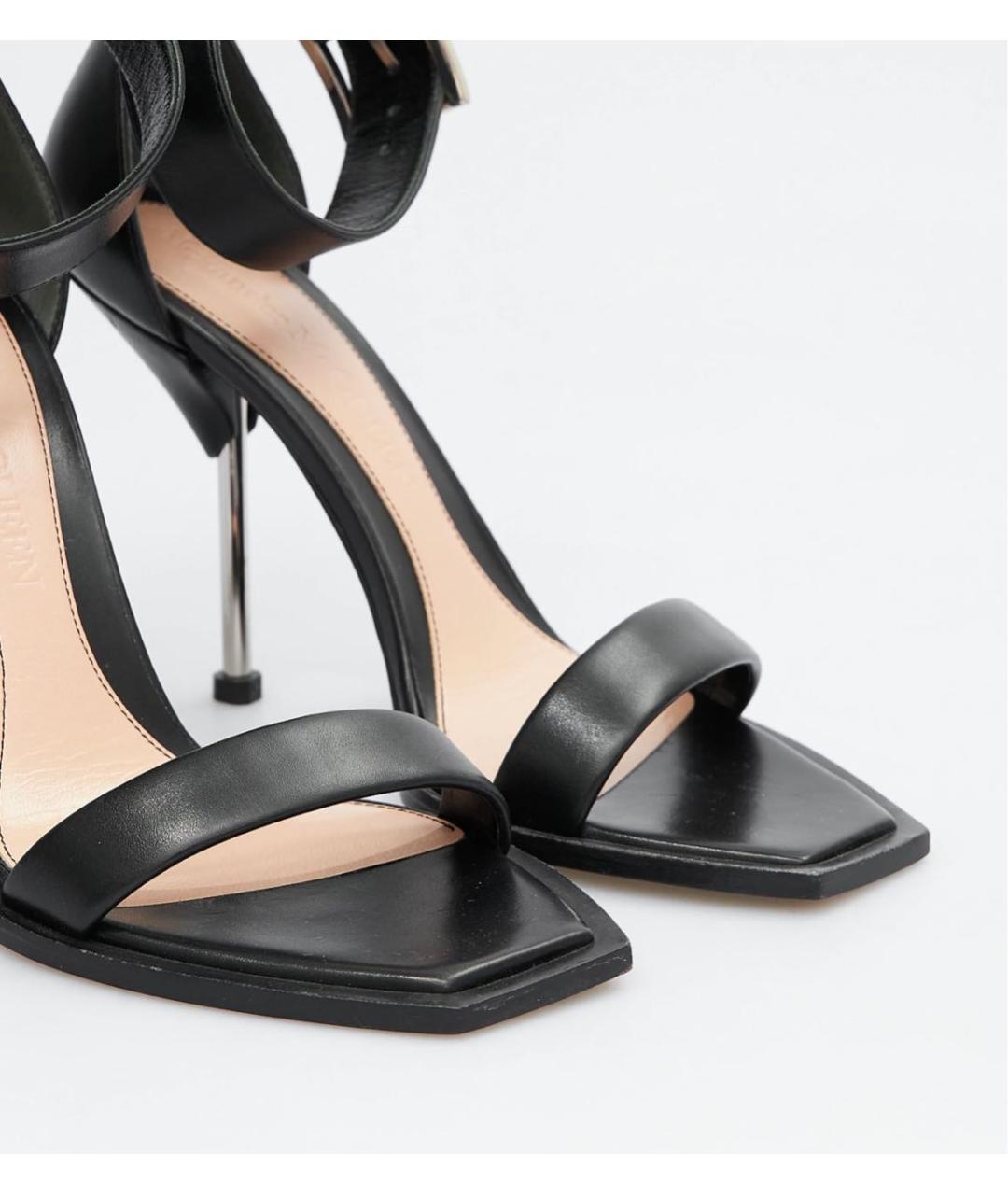 ALEXANDER MCQUEEN Черные кожаные босоножки, фото 3