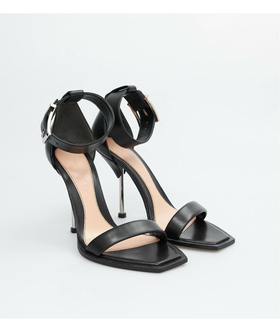 ALEXANDER MCQUEEN Черные кожаные босоножки, фото 2