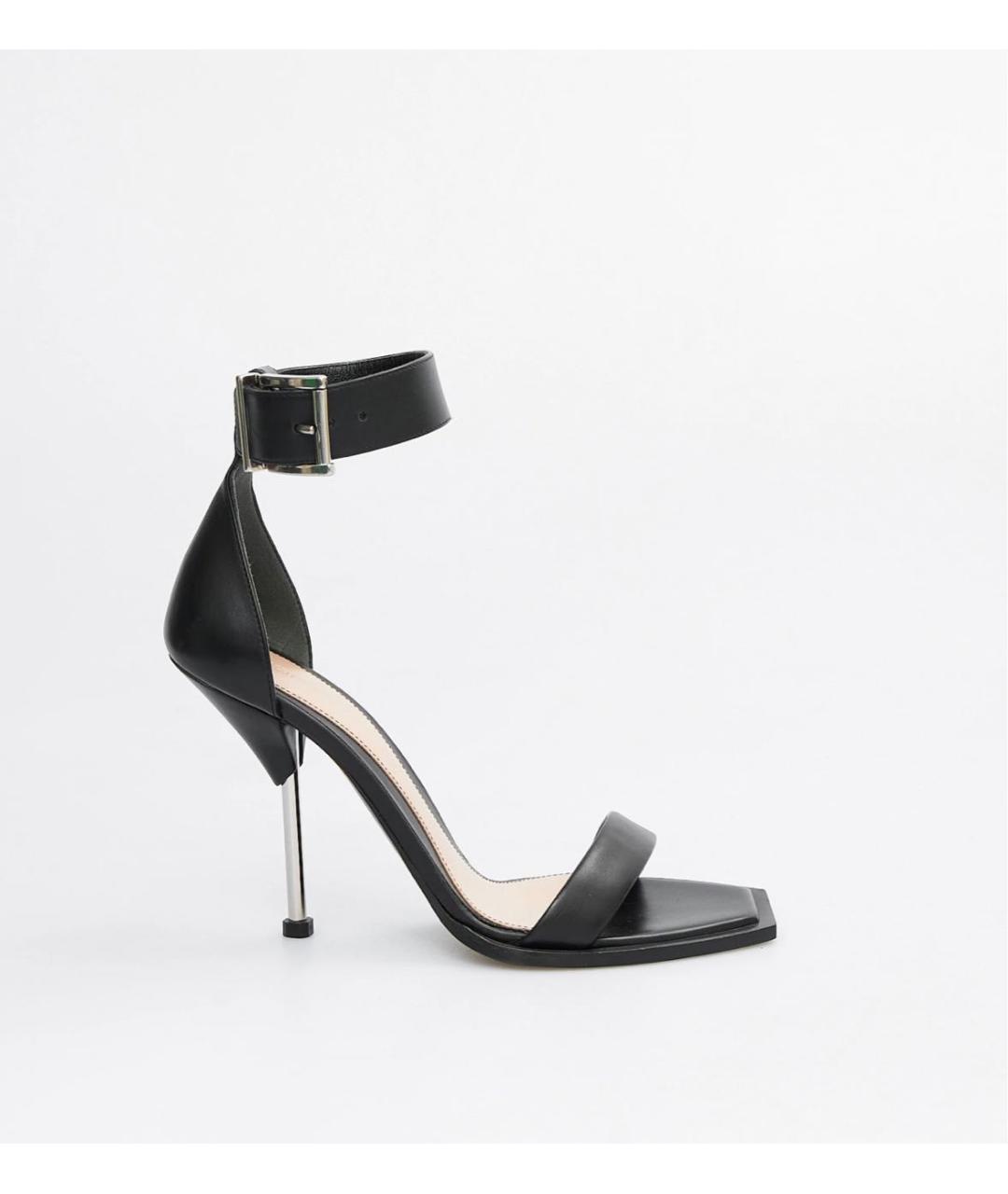 ALEXANDER MCQUEEN Черные кожаные босоножки, фото 5