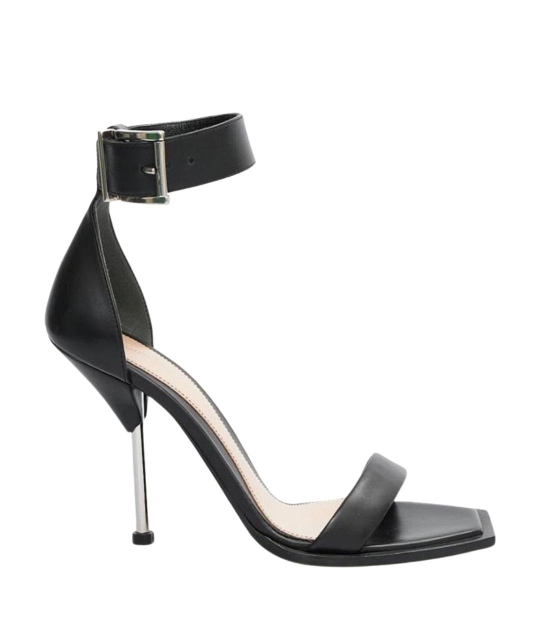 ALEXANDER MCQUEEN Черные кожаные босоножки, фото 1