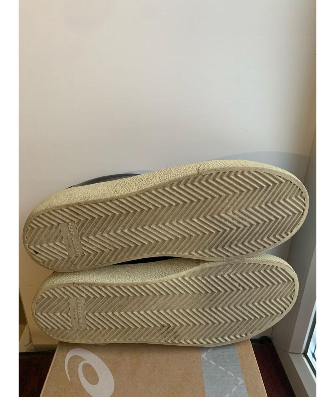 SAINT LAURENT Черные кожаные низкие кроссовки / кеды, фото 6