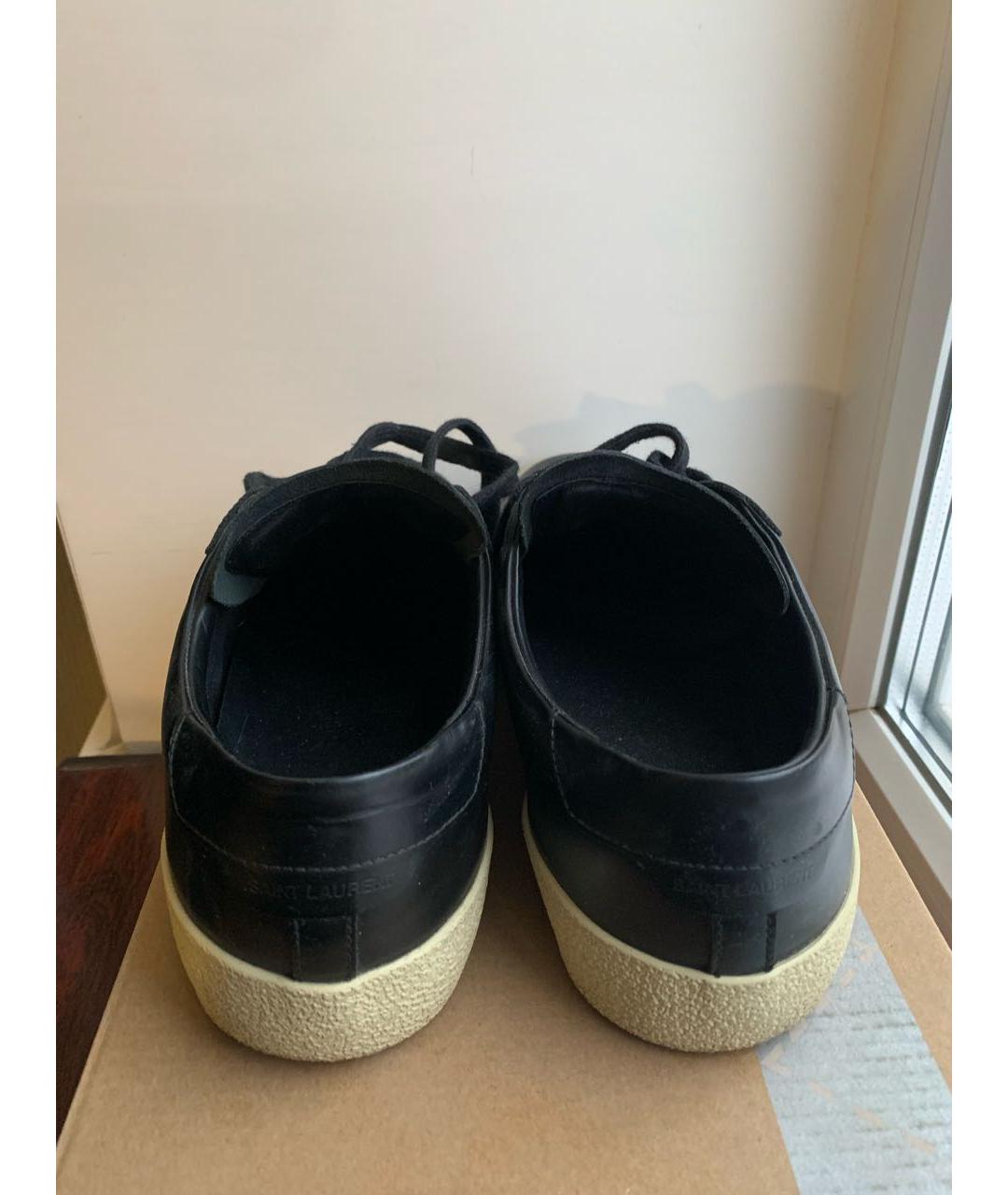 SAINT LAURENT Черные кожаные низкие кроссовки / кеды, фото 3