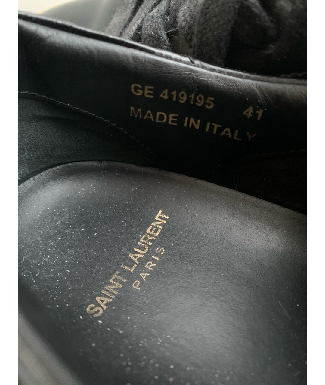 SAINT LAURENT Черные кожаные низкие кроссовки / кеды, фото 5