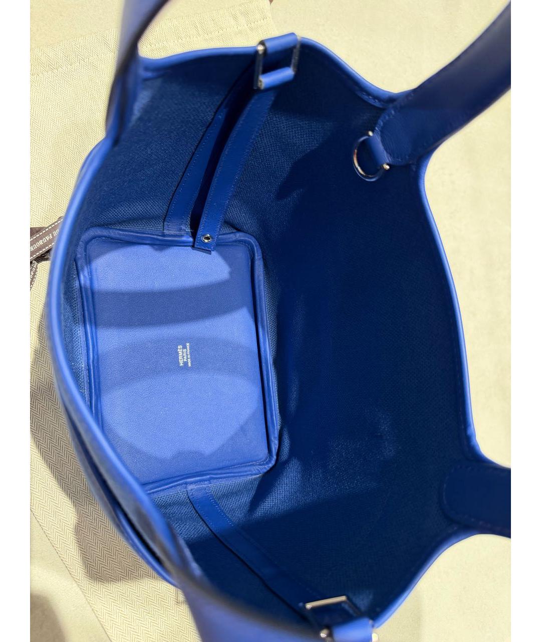HERMES Синяя деним сумка с короткими ручками, фото 7