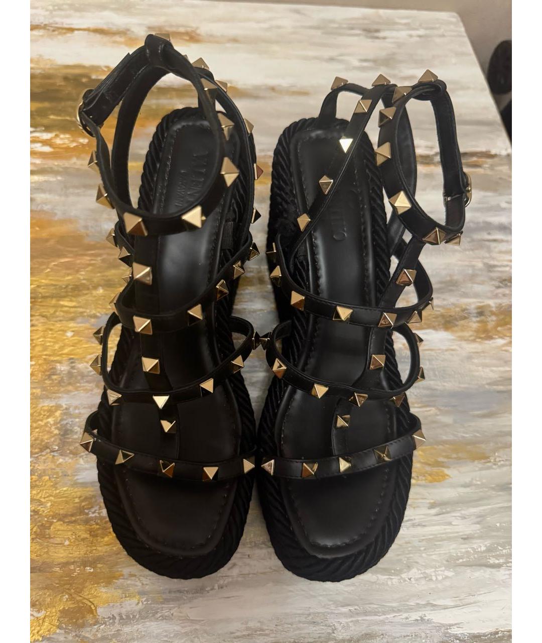 VALENTINO Черные кожаные эспадрильи, фото 2