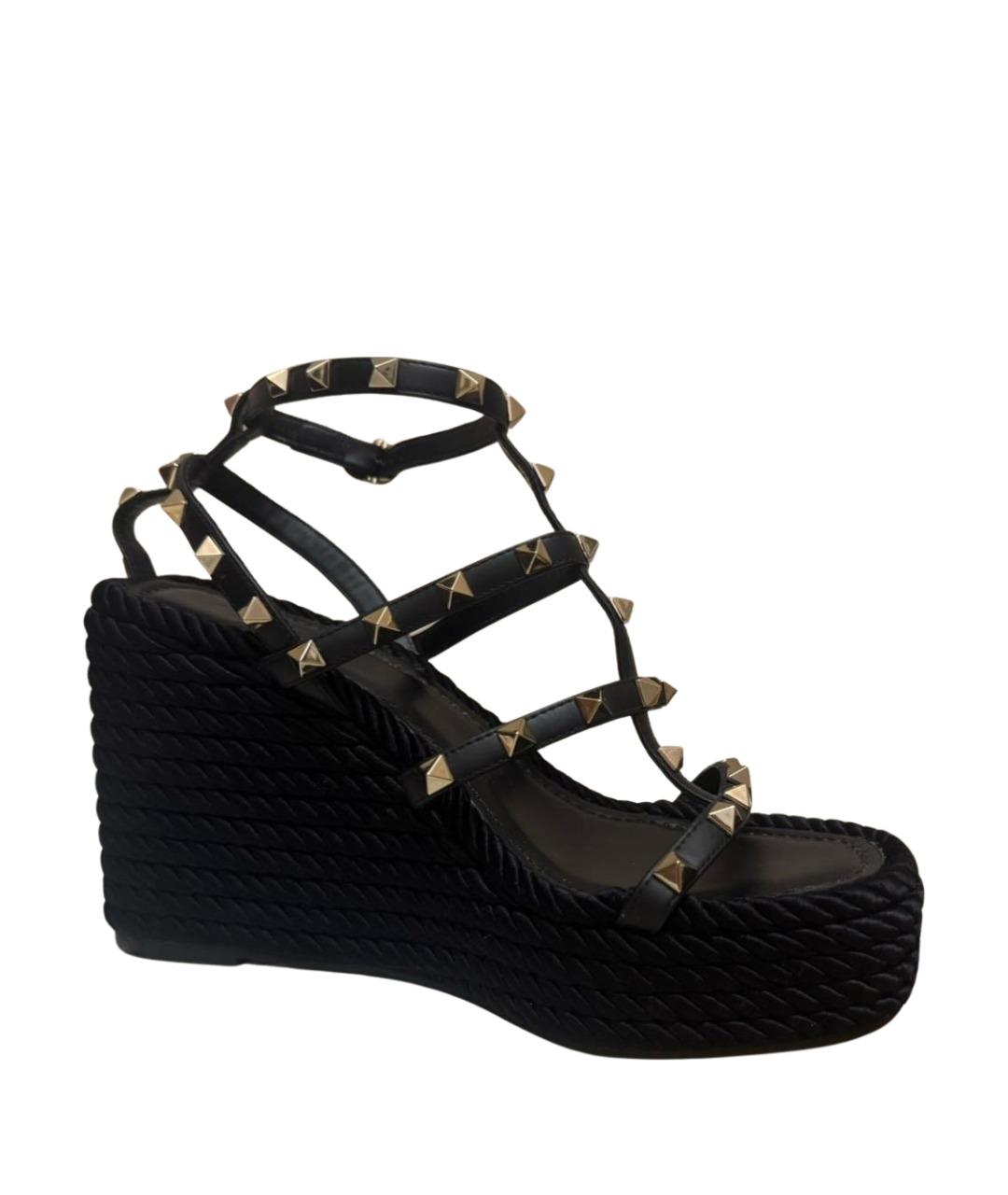 VALENTINO Черные кожаные эспадрильи, фото 1