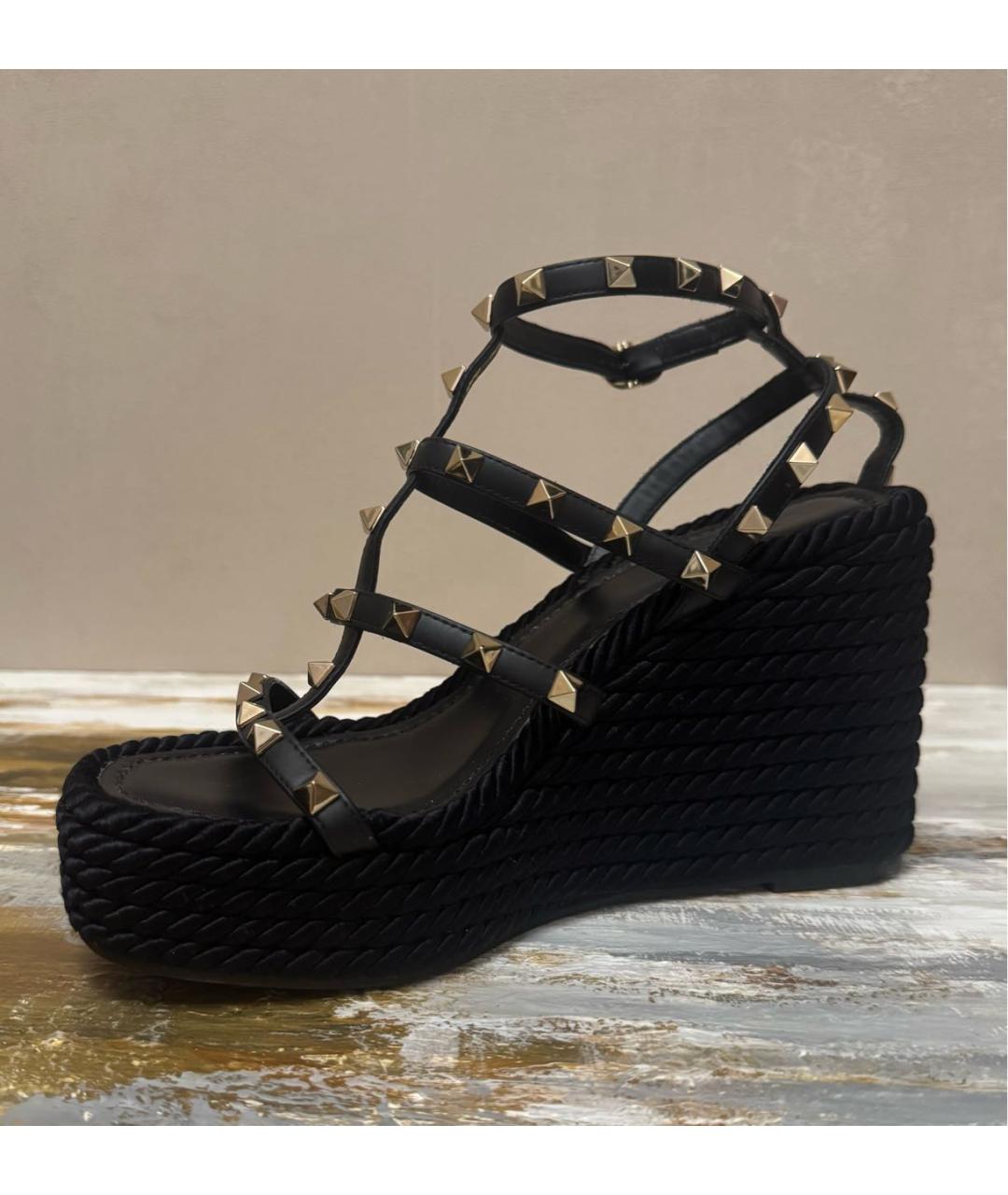 VALENTINO Черные кожаные эспадрильи, фото 5