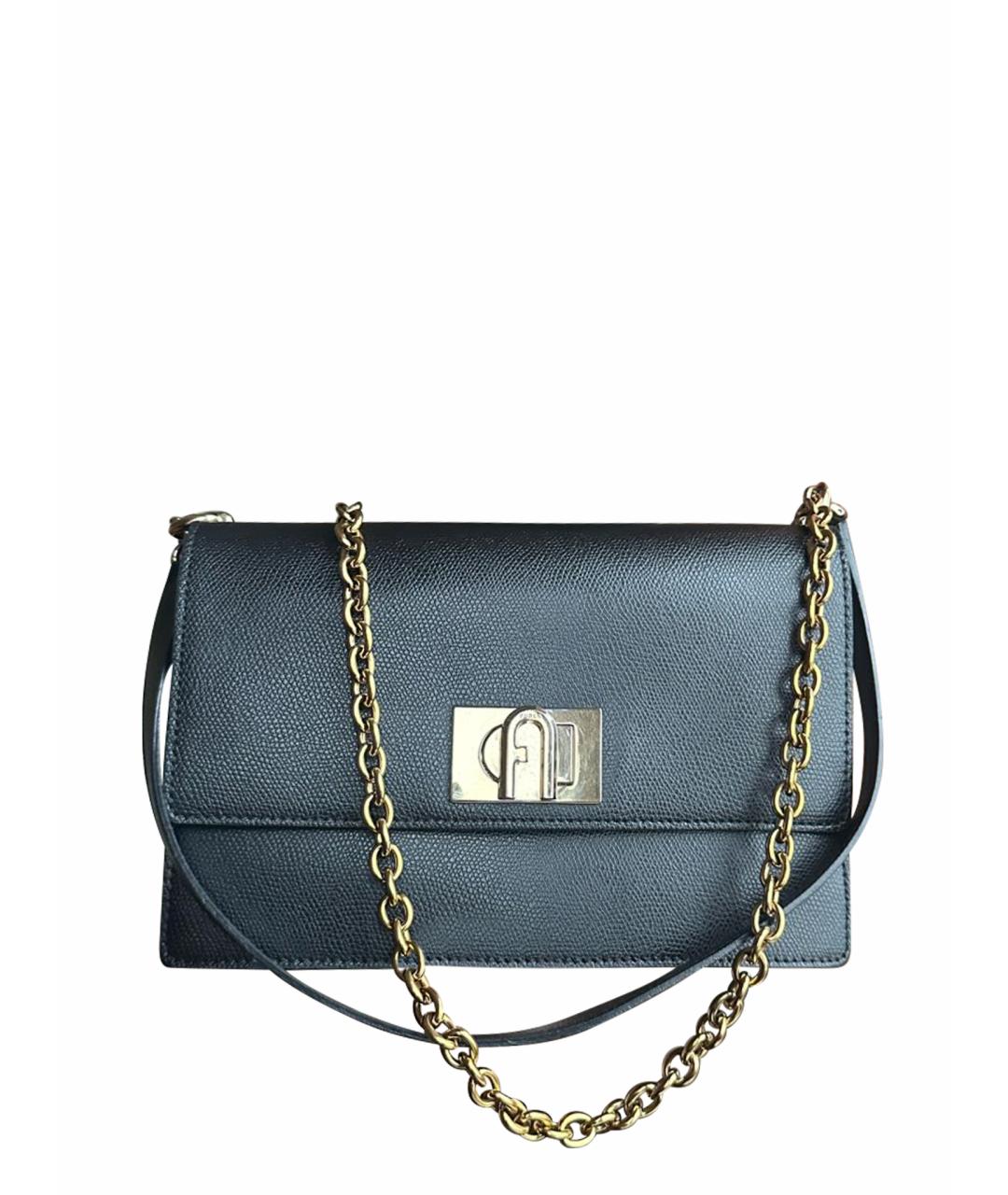 FURLA Черная кожаная сумка через плечо, фото 1