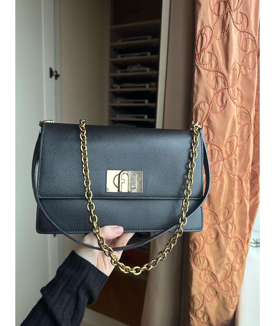 FURLA Черная кожаная сумка через плечо, фото 7