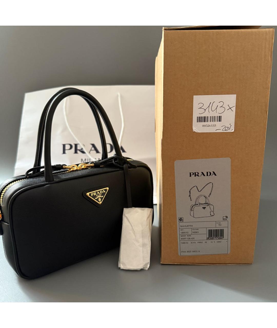 PRADA Черная кожаная сумка через плечо, фото 8