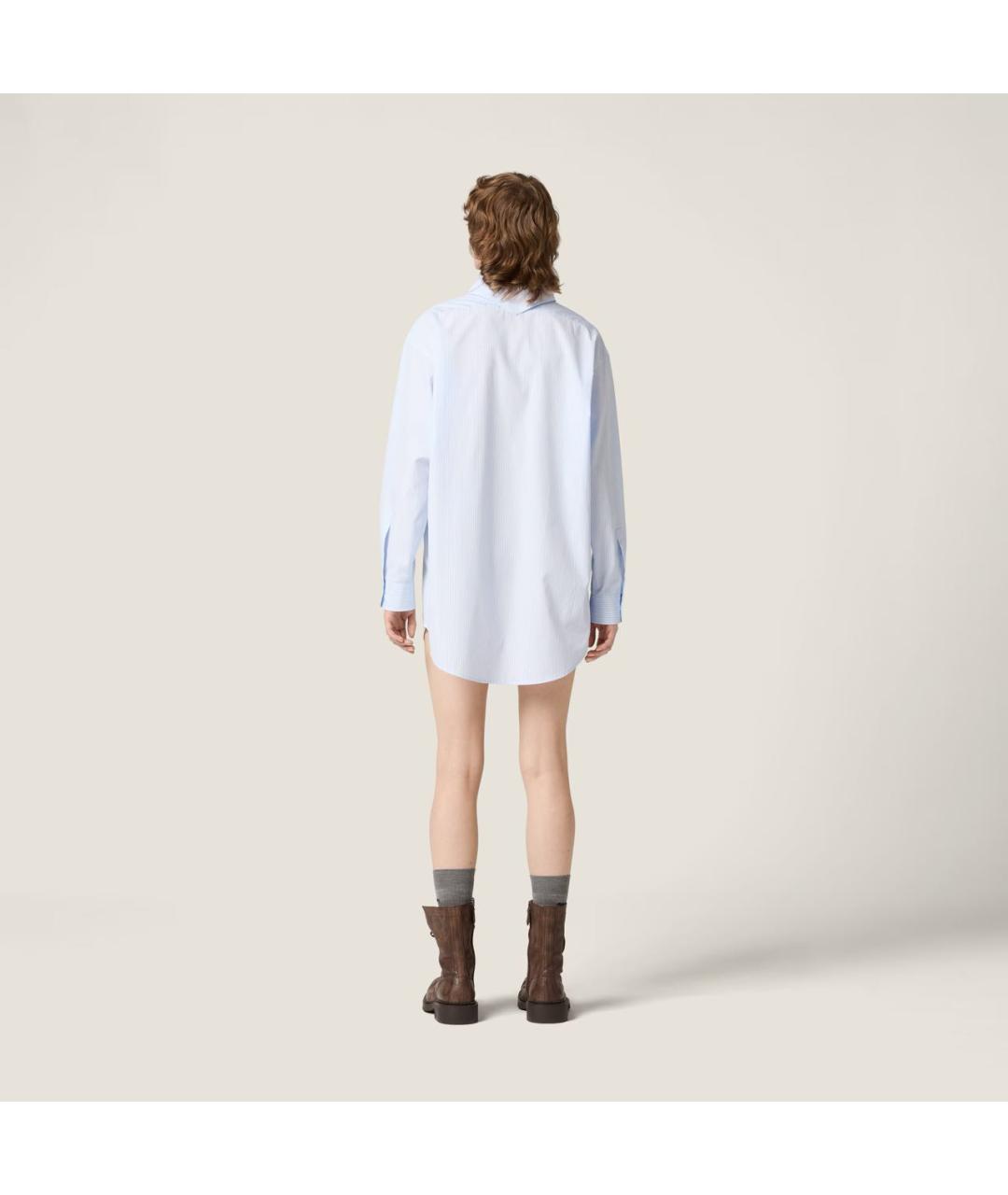 MIU MIU Голубая хлопковая рубашка, фото 6