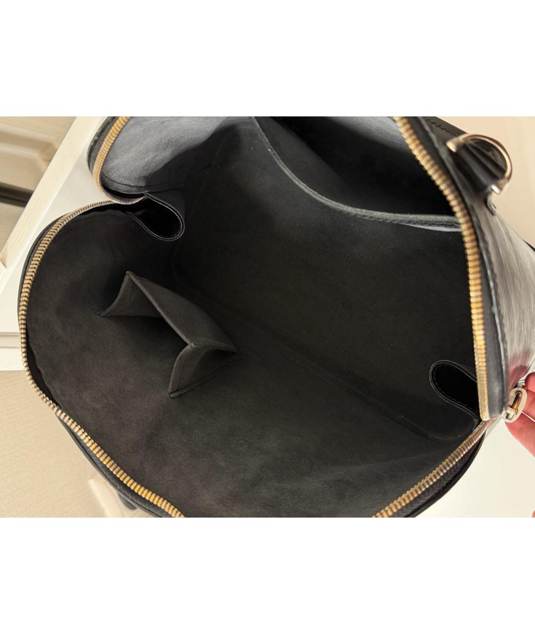 LOUIS VUITTON Черная кожаная сумка с короткими ручками, фото 4