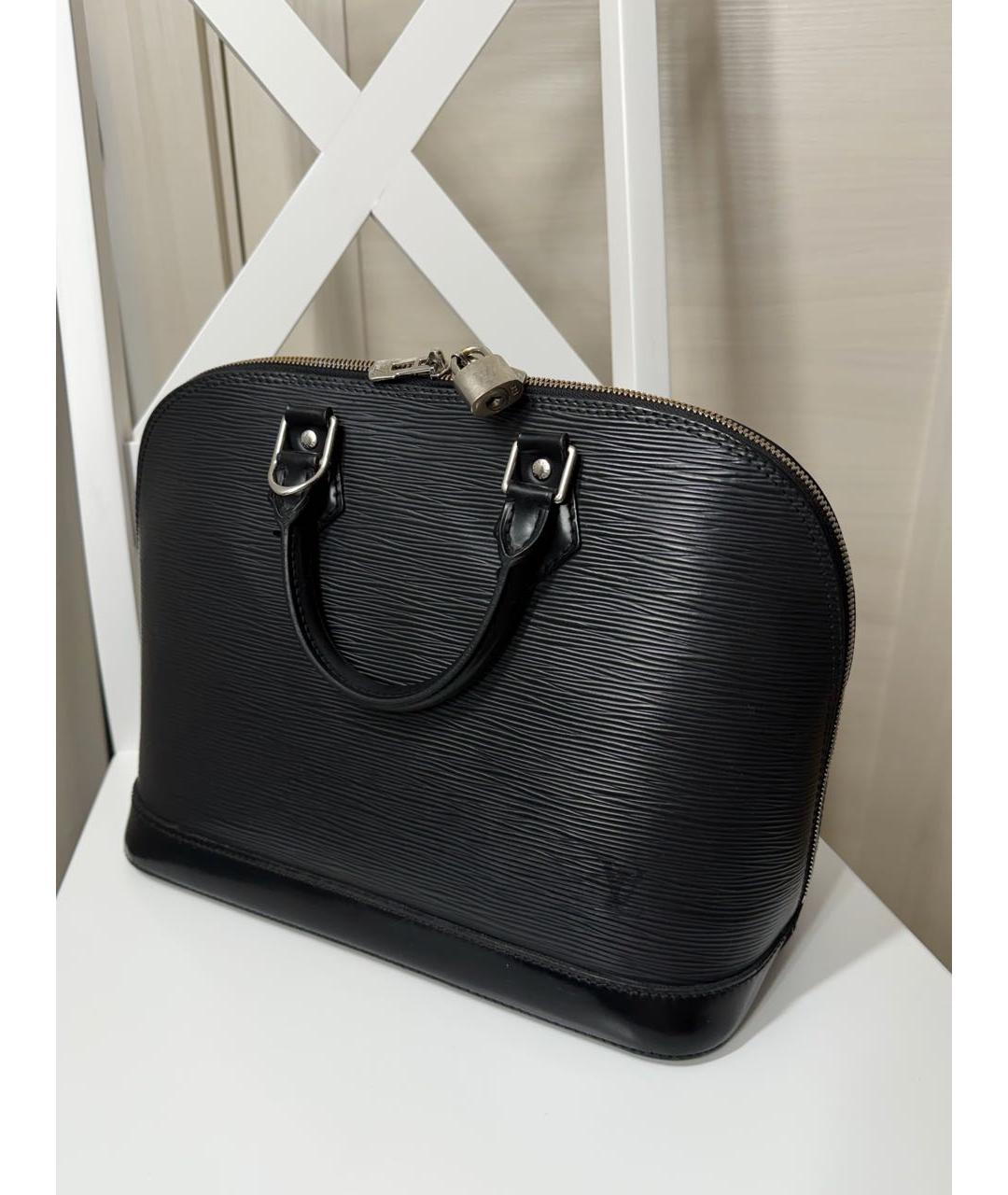 LOUIS VUITTON Черная кожаная сумка с короткими ручками, фото 2