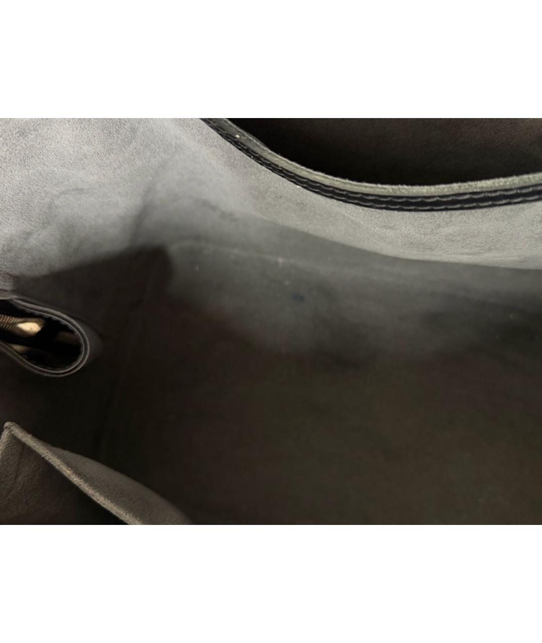 LOUIS VUITTON Черная кожаная сумка с короткими ручками, фото 6