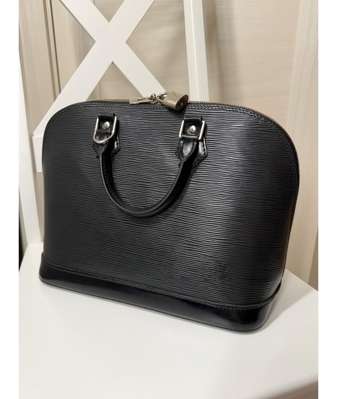 LOUIS VUITTON Черная кожаная сумка с короткими ручками, фото 9