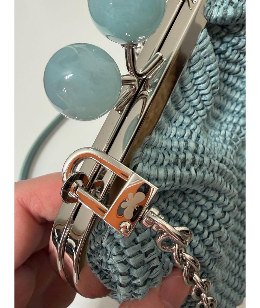 MAX MARA Голубая пелетеная сумка через плечо, фото 5