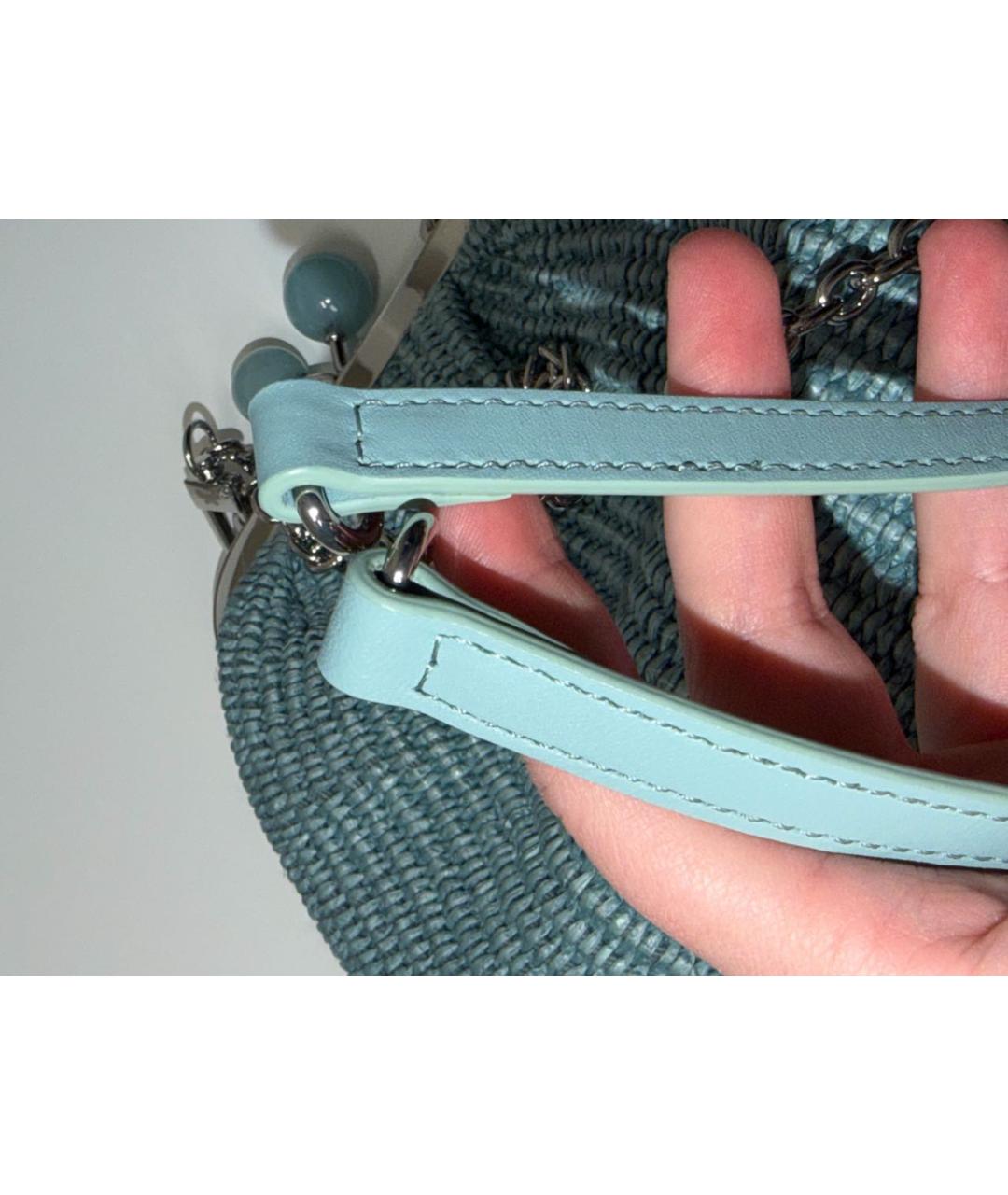 MAX MARA Голубая пелетеная сумка через плечо, фото 6