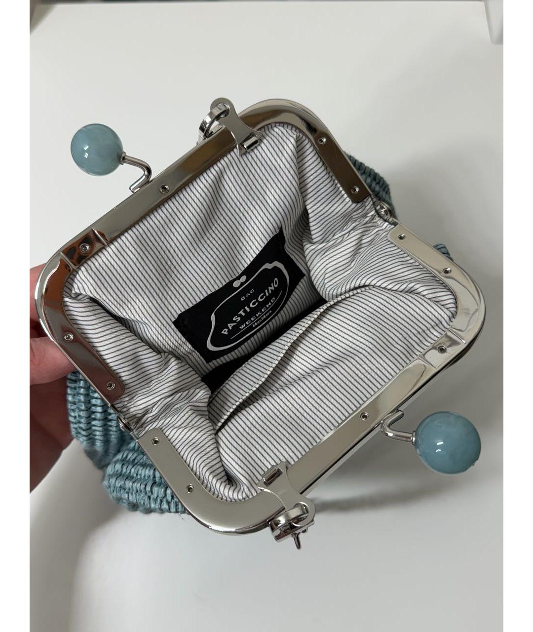 MAX MARA Голубая пелетеная сумка через плечо, фото 3