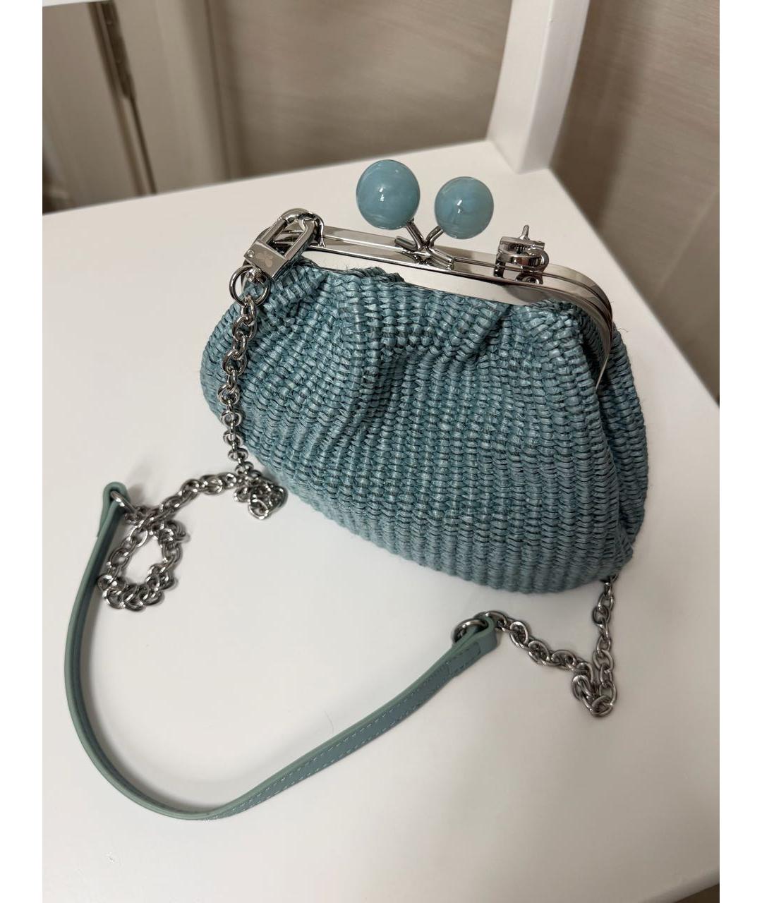 MAX MARA Голубая пелетеная сумка через плечо, фото 2