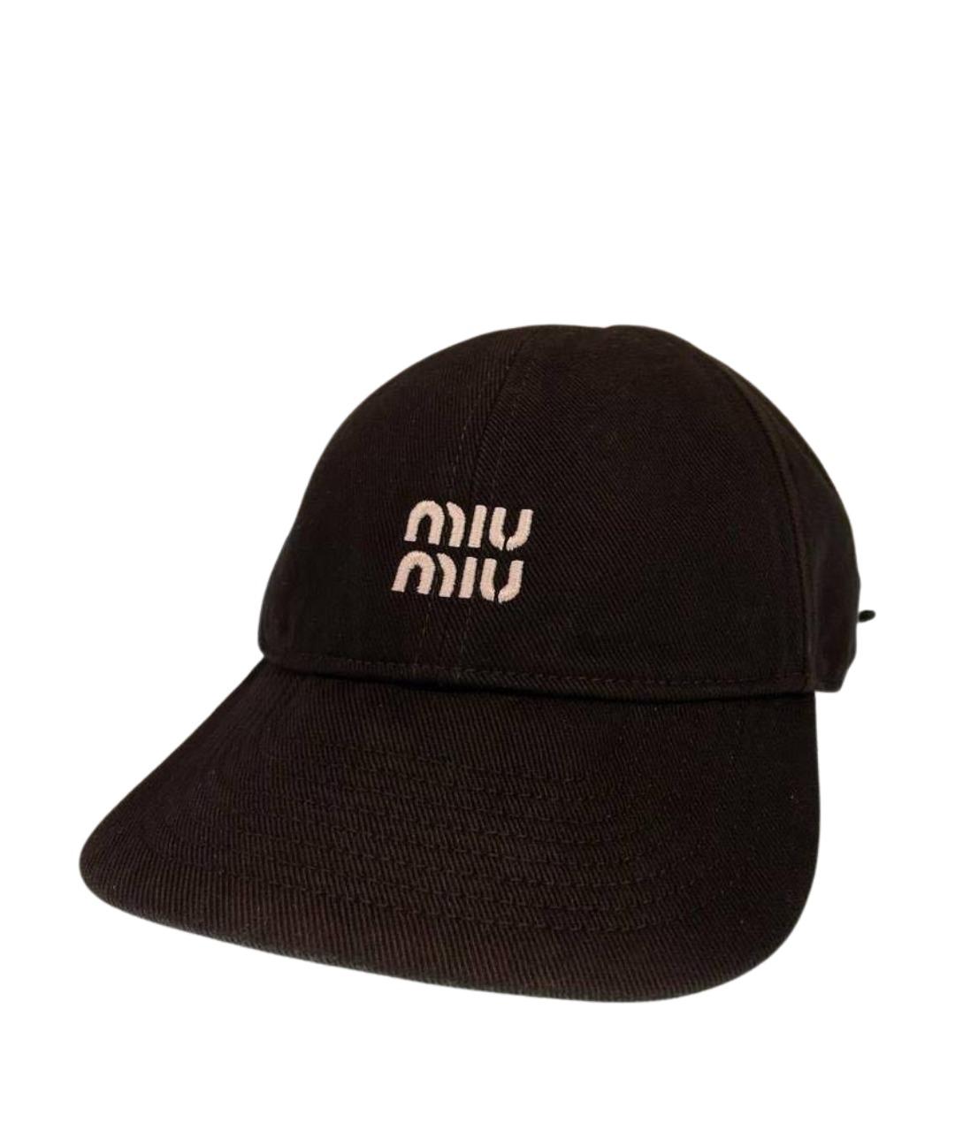 MIU MIU Черная хлопковая кепка, фото 1